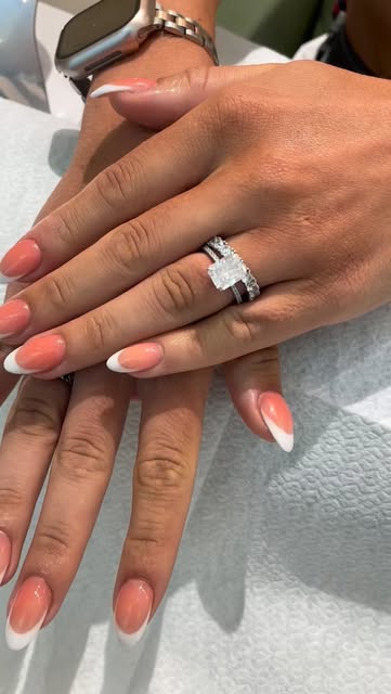 Peach ombre French manicure